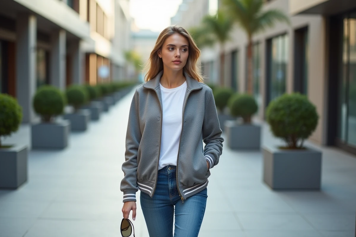 Jeune influenceur marche dans une rue urbaine en journée
