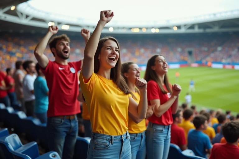 Jeunes supporters en tribune lors d'un match sportif